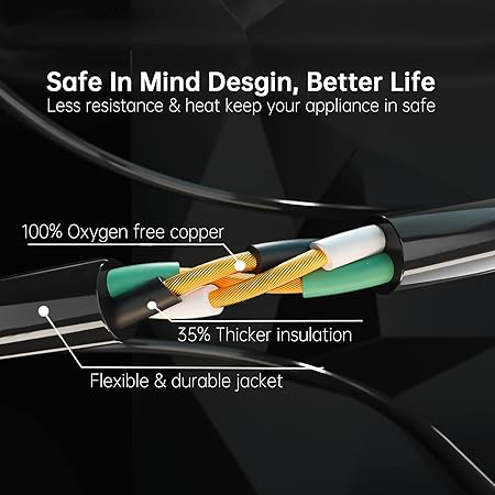 25ft Outdoor Waterproof Extension Cord, Flexible 16AWG/3 Extension Cord, 3 Core Heavy Duty Cord for Lawns, Garages, ETL Certified