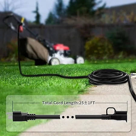 25ft Outdoor Waterproof Extension Cord, Flexible 16AWG/3 Extension Cord, 3 Core Heavy Duty Cord for Lawns, Garages, ETL Certified