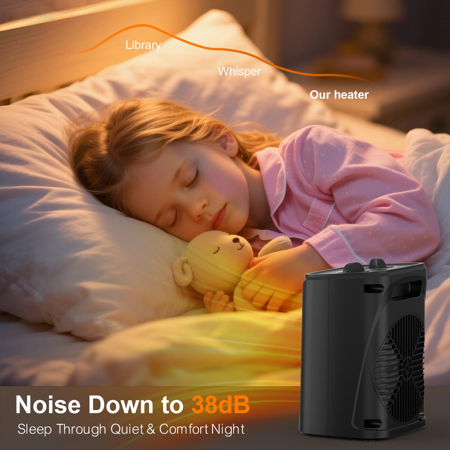 1500W Portable Space Heater for Indoor Use, Fast Heating for Rooms up to 200 sq.ft, Overheat & Tip-Over Protection, Compact Electric Heater for Home & Office Use