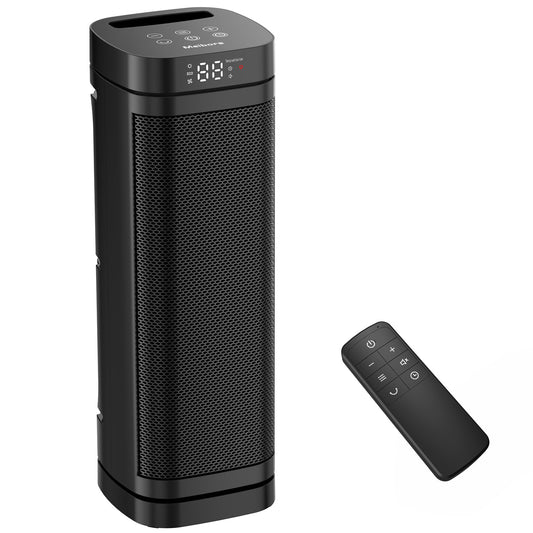 Electric Space Heater with Remote and LED Touchscreen, 700W/1000W/1500W Adjustable Heat, 12-Hour Timer, Compact Space Heater for Home & Office