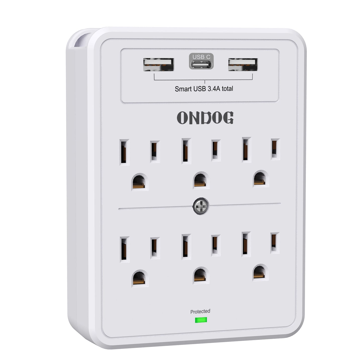 ONDOG Multi Plug Outlet, Surge Protector, Outlet Splitter with 6 Outlet Extender and 3 USB Ports (White)