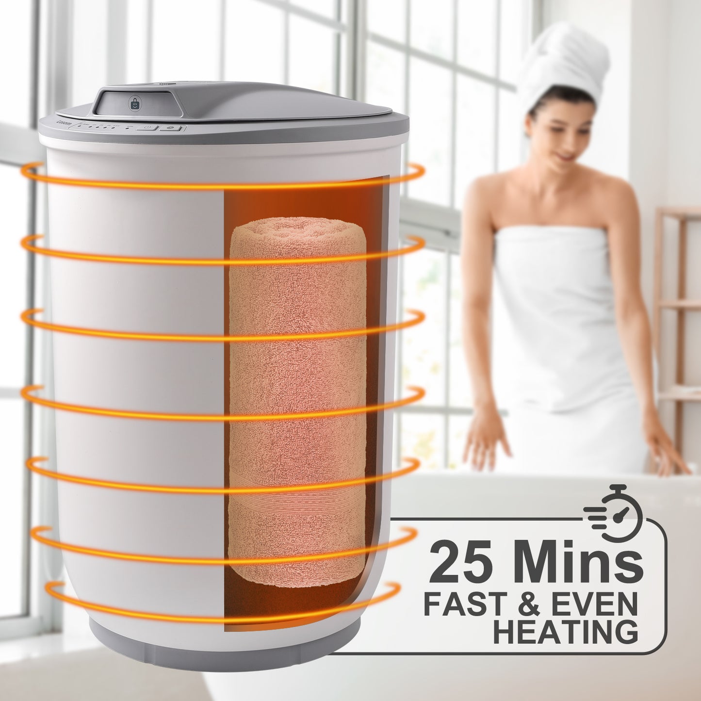 20L Towel Warmer Bucket - 450W Fast Heating with Timer, One-Touch Operation, Ideal for Bathroom & Home Use