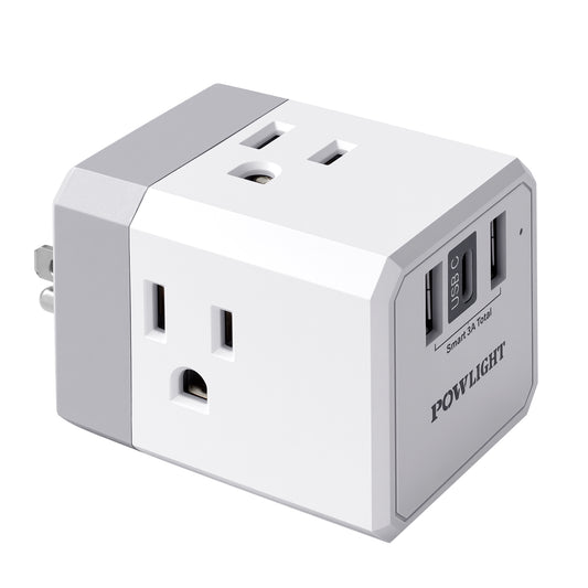 Portable Wall Outlet Extender with 3 Outlets & USB-C, Cruise Ship Approved, Perfect for Travel & Home