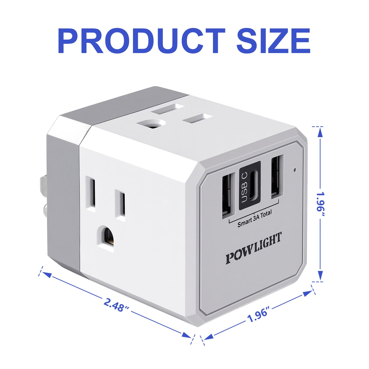 Portable Wall Outlet Extender with 3 Outlets & USB-C, Cruise Ship Approved, Perfect for Travel & Home