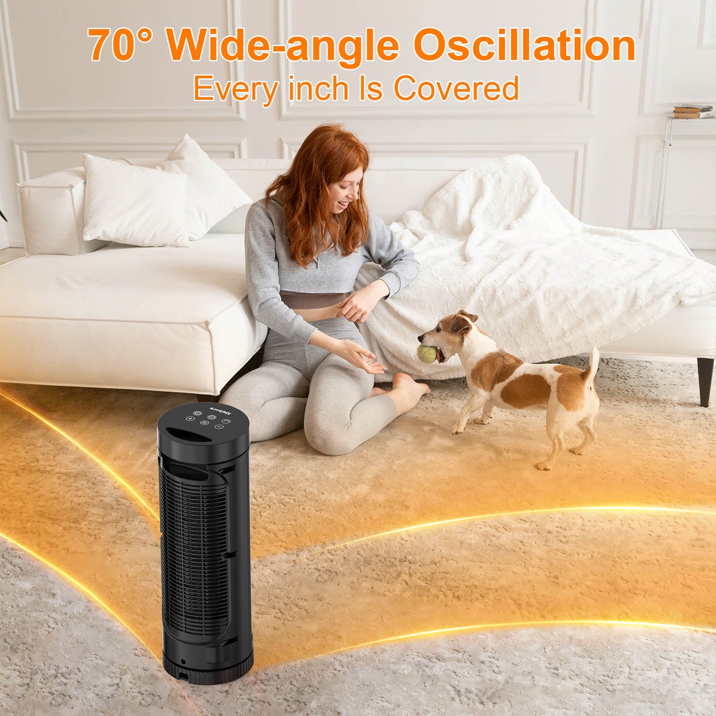 17-Inch PTC Ceramic Space Heater - 3 Heat Settings, 12-Hour Timer, Remote Control, Tip-Over & Overheat Protection, Electric Heater for Bedroom & Office, ETL