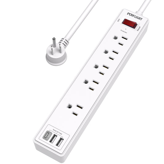 8-in-1 Power Strip with USB C Fast Charging, 5 Widely Spaced Outlets, 6FT Heavy-Duty Cord (1680J), Surge Protector for Home Office, ETL Certified