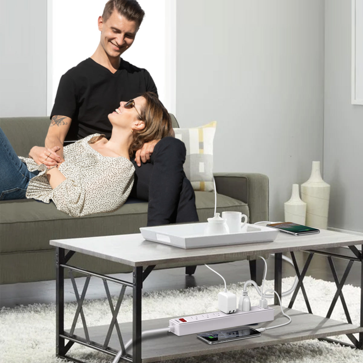 8-in-1 Power Strip with USB C Fast Charging, 5 Widely Spaced Outlets, 6FT Heavy-Duty Cord (1680J), Surge Protector for Home Office, ETL Certified