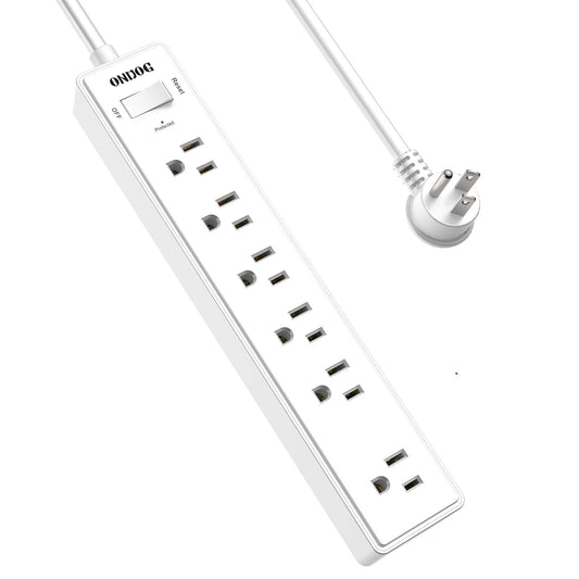 ONDOG Power Strip Surge Protector with 6 Outlets and 6 Feet Extension Cord for Home, Office, Dorm Essentials, 1680 Joules, ETL Listed, White