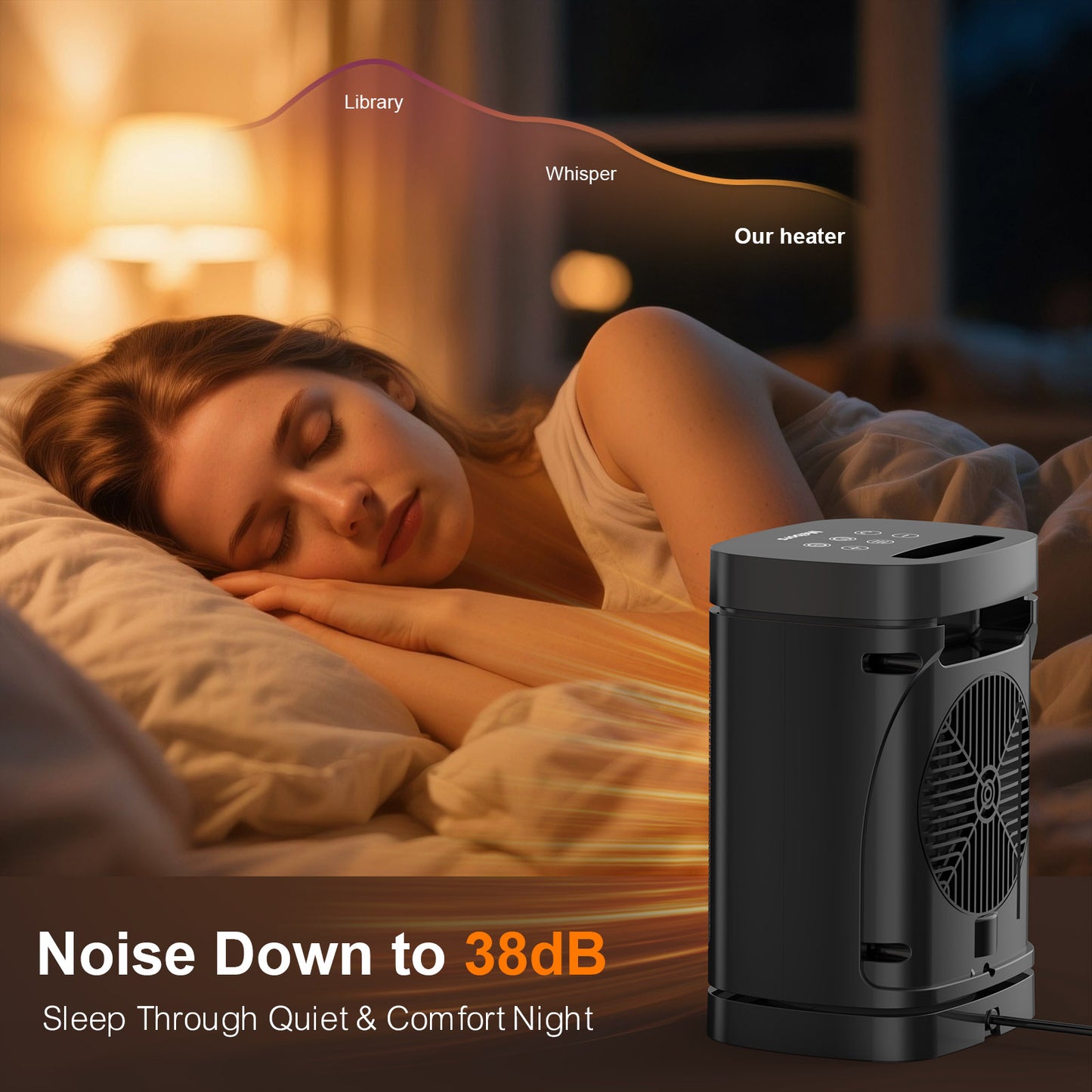 Compact Indoor Space Heater - 3 Heat Settings/ECO Temperature Control, Remote Control with Wide-Angle Oscillation, LED Display, Electric Heater for Home and Office