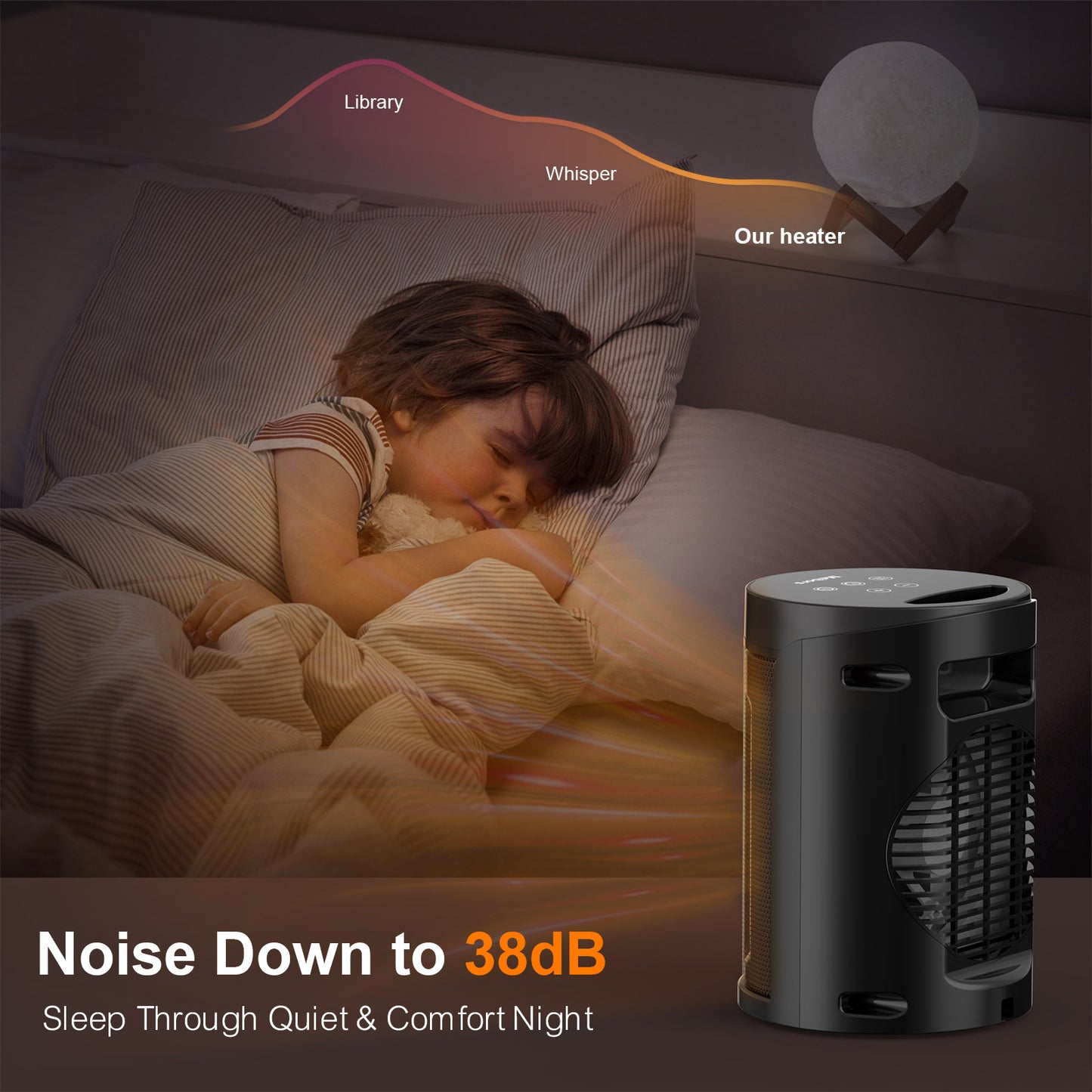 Portable 1500W Ceramic Heater - LED Screen, ECO Mode, Timer & Remote, Suitable for Office and Home, ETL