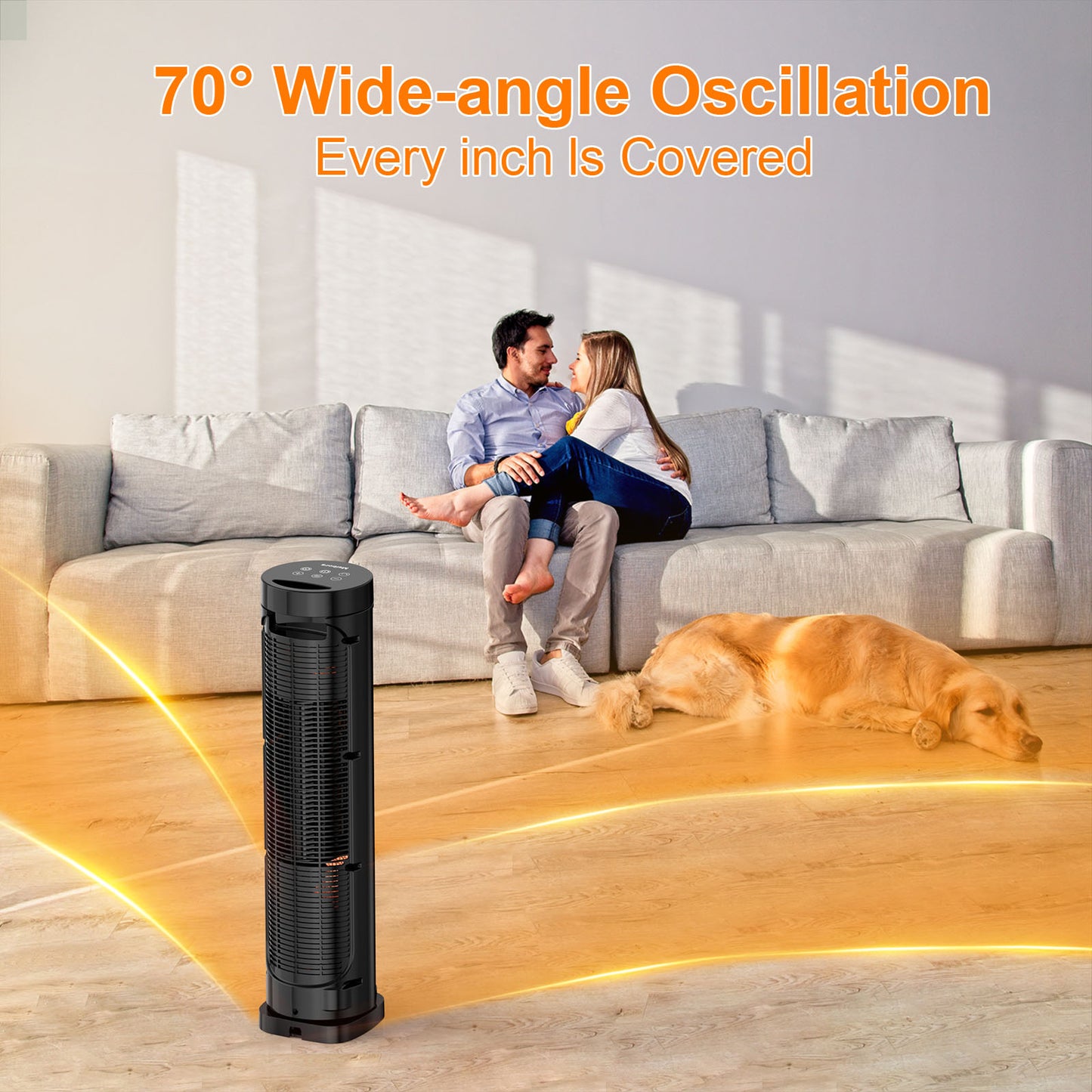 1500W Portable Ceramic Space Heater with Remote, Thermostat & Oscillation for Bedroom and Office