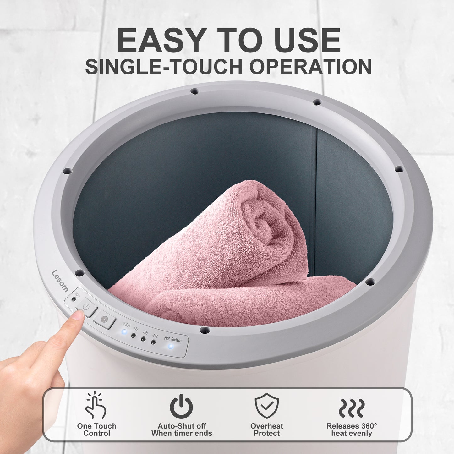 Electric Towel Warmer Bucket, 20L Capacity with Wooden Lid, 2 Large 40x70 Towels, 450W Fast Heating for Bathroom Use