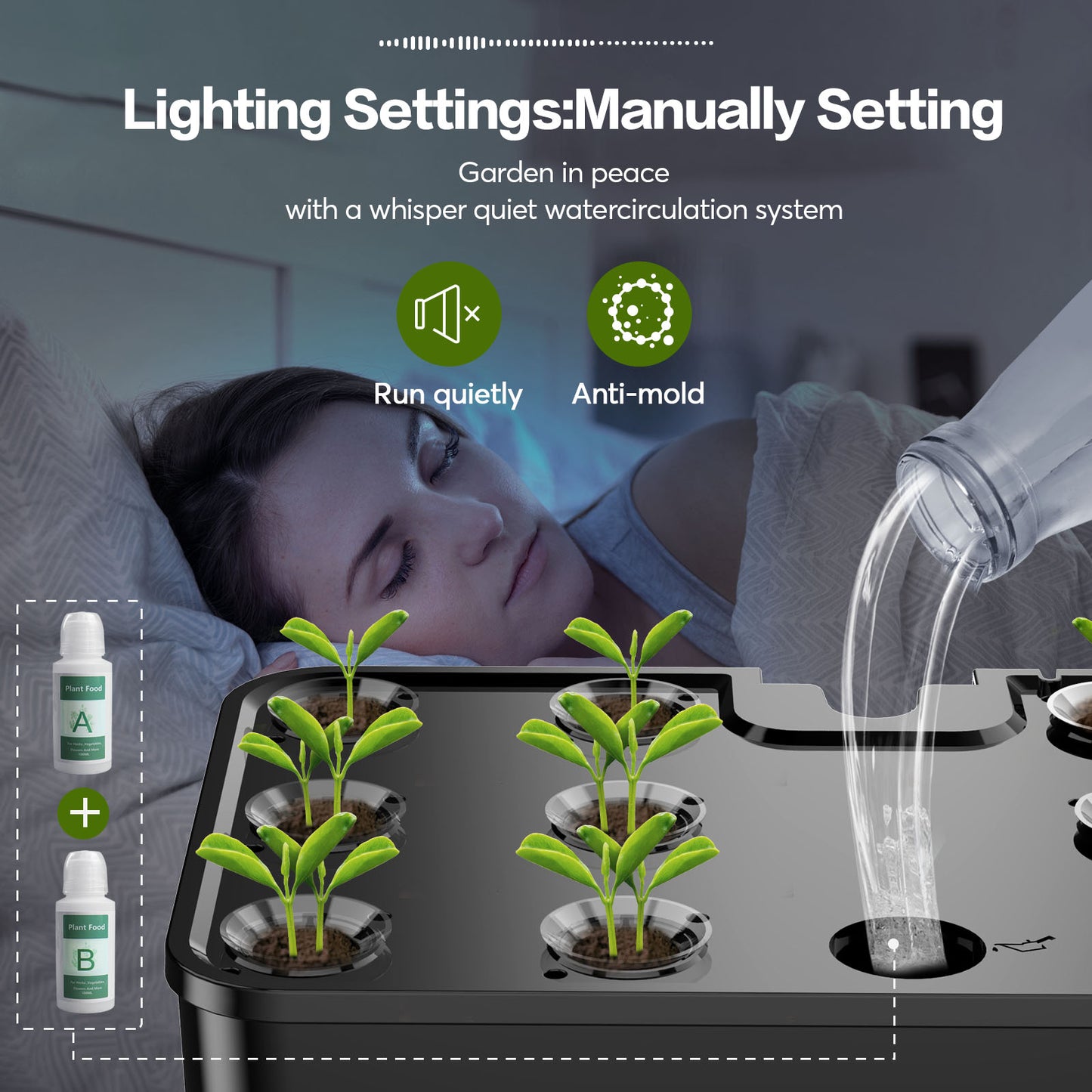 Herb Garden Hydroponics Growing System - 12 Pods Indoor Gardening System with LED Grow Light, Indoor Garden with Pump System,Height Adjustable, Indoor Herb Garden Kit for Home Office