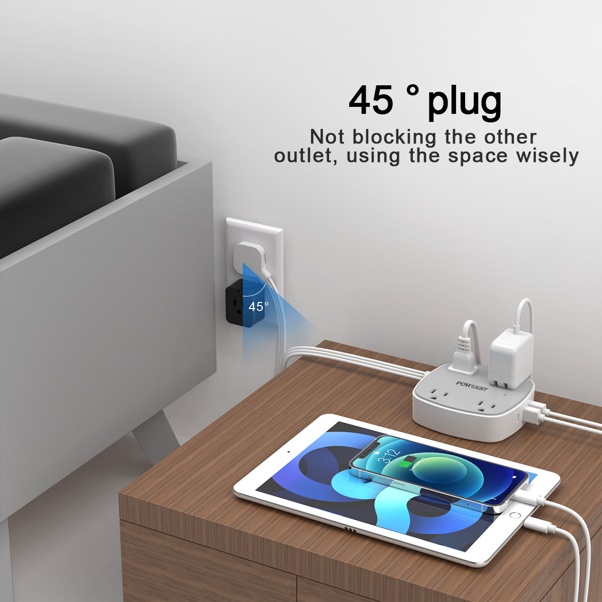 Flat Plug Power Strip with USB, 4 Outlets + 3 USB Ports (1 USB-C), 6FT Ultra-Thin Flat Cord, Surge Protection for Bedroom, Desk, Travel Use