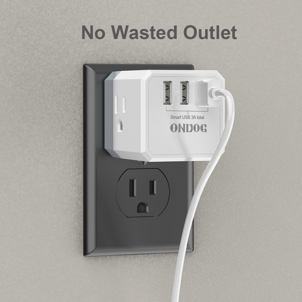 3-Outlet USB Wall Plug Adapter - 3 USB Ports, Splitter for Home, Office, and Cruise Use Essential, ETL Listed