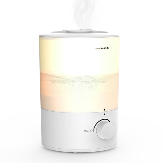 Humidifiers for Bedroom, Cool Mist Top Fill Essential Oil Diffuser with 25Watt for Home Large Room, 360° Nozzle, Rapid Ultrasonic Humidification for Baby Nursery and Plant(3.1L)