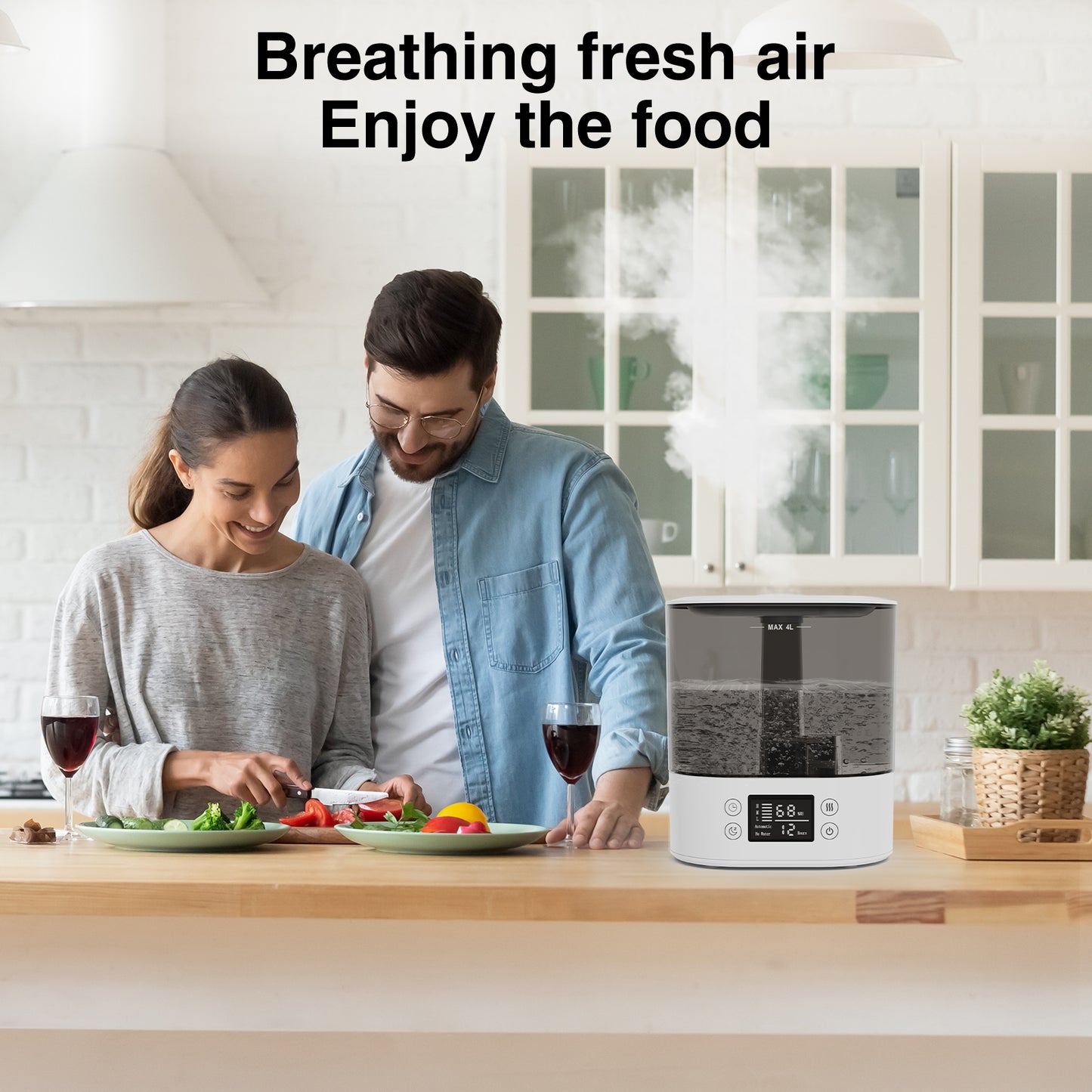 Humidifiers for Bedroom and Home & Baby - 4L Cool Mist Air Humidifiers for Plants, 26db Quiet Top Fill Air Humidifier Lasts Up to 40 Hours, Auto Shut-Off, Super Easy to Fill and Clean