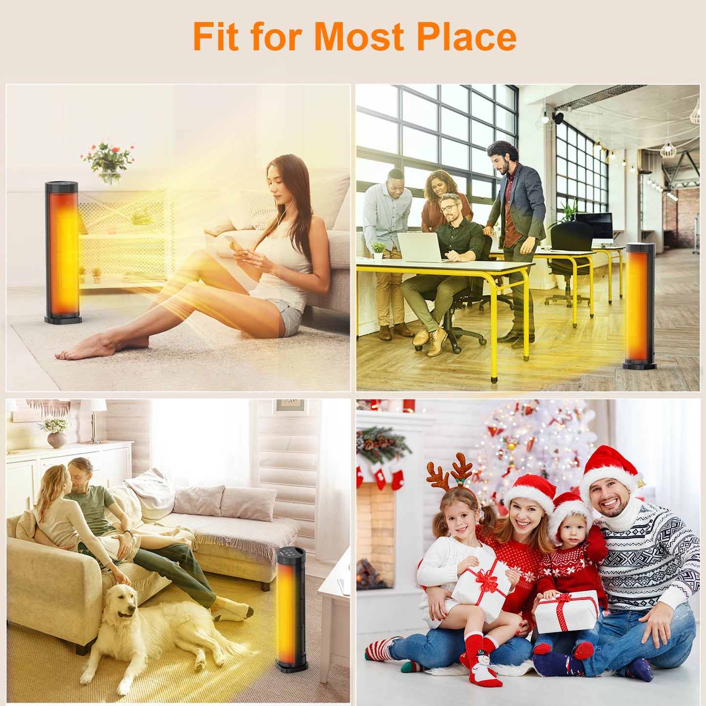 1500W Portable Ceramic Space Heater with Remote, Thermostat & Oscillation for Bedroom and Office