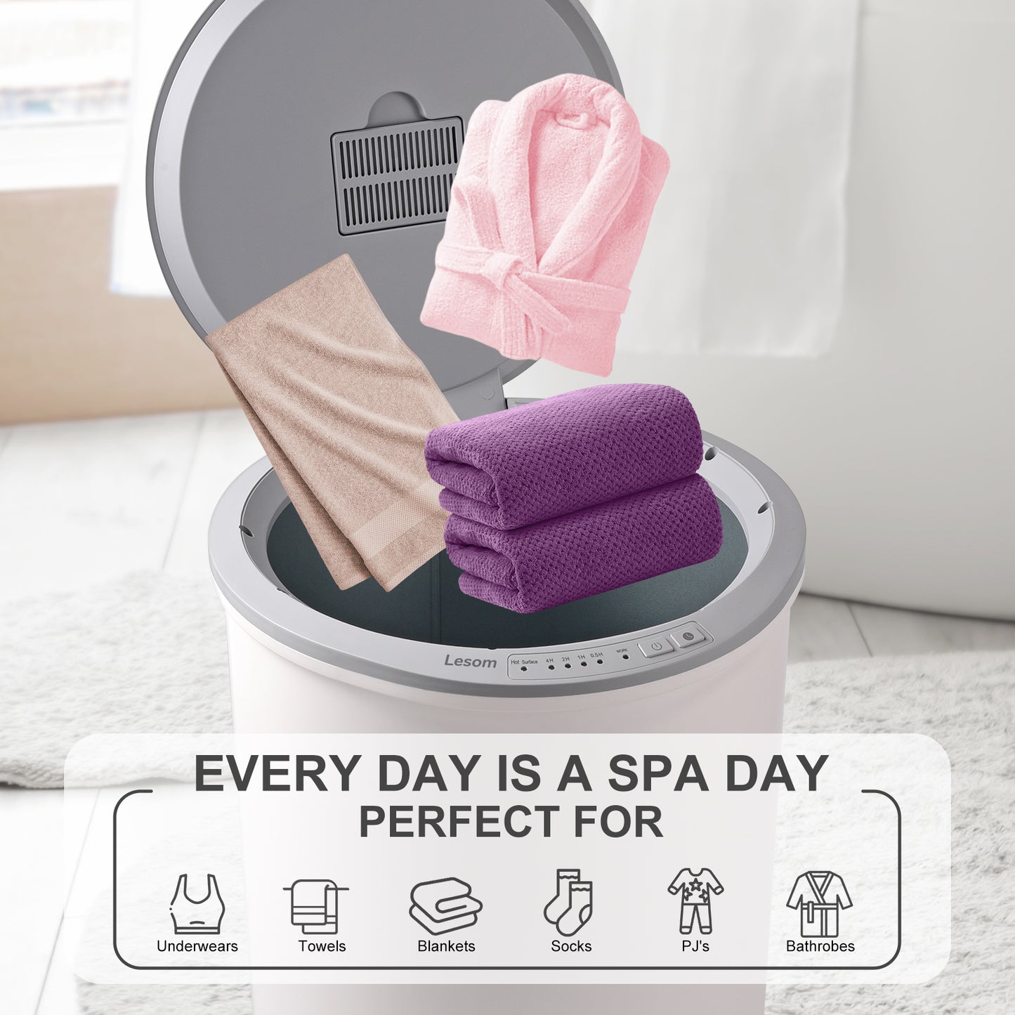 20L Towel Warmer Bucket - 450W Fast Heating with Timer, One-Touch Operation, Ideal for Bathroom & Home Use