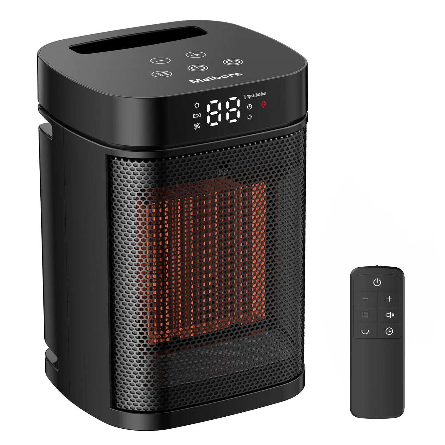 Portable Ceramic Space Heater with 3 Adjustable Heat Modes, Remote Control and Timer, Digital Display, Suitable for Bedroom, Office, or Living Room