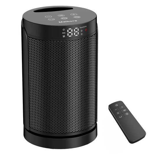 Portable Electric Heater - LED Screen and 3 Modes, ECO Temperature Control, Remote & Oscillating, Space Heater for Office, Bedroom