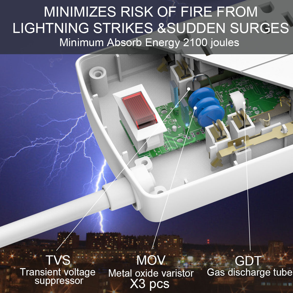Power Strip Surge Protector - 10 AC Outlets and 4 USB Ports (1 USB-C), 6FT Extension Cord, Overload Protection for Home and Office Use