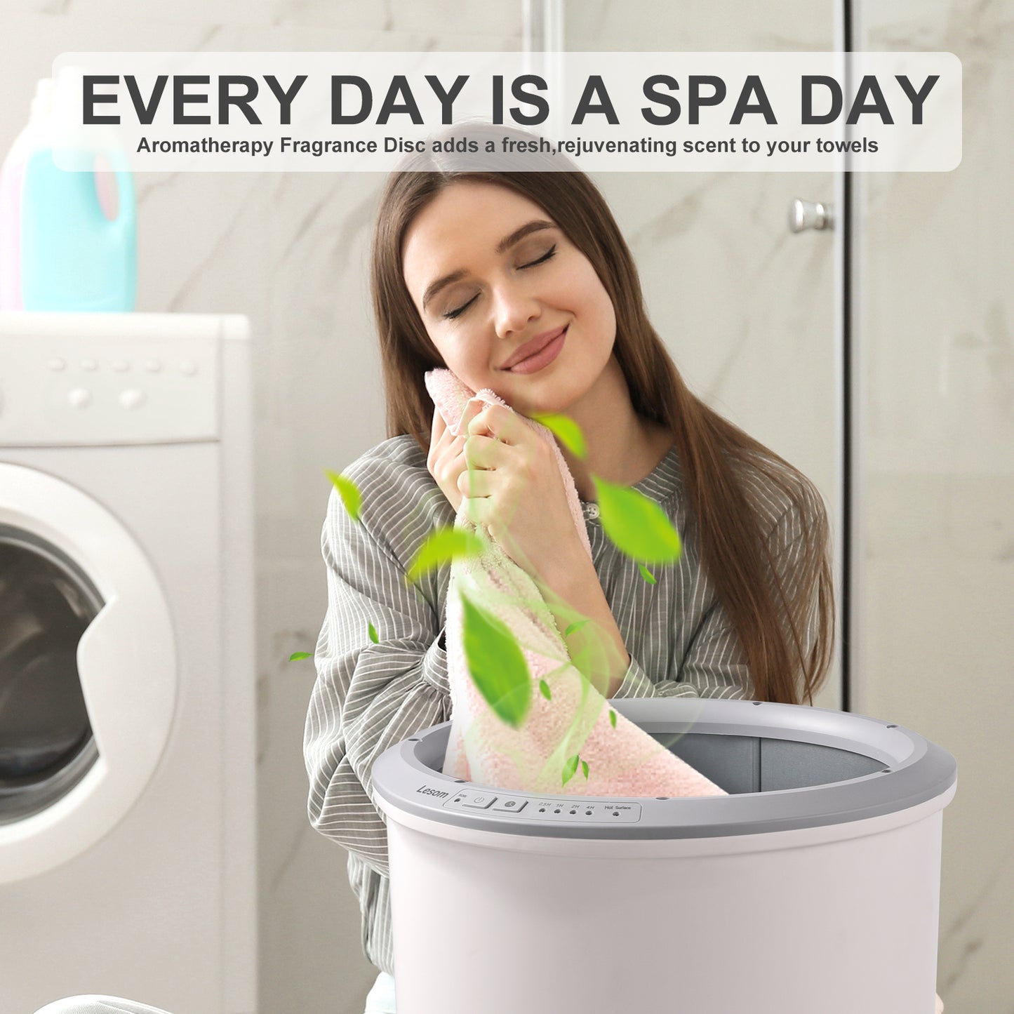 Electric Towel Warmer Bucket, 20L Capacity with Wooden Lid, 2 Large 40x70 Towels, 450W Fast Heating for Bathroom Use