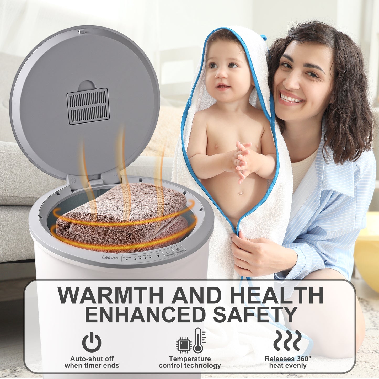 20L Towel Warmer Bucket - 450W Fast Heating with Timer, One-Touch Operation, Ideal for Bathroom & Home Use