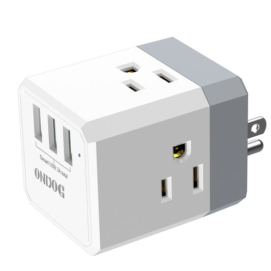 3-Outlet USB Wall Plug Adapter - 3 USB Ports, Splitter for Home, Office, and Cruise Use Essential, ETL Listed