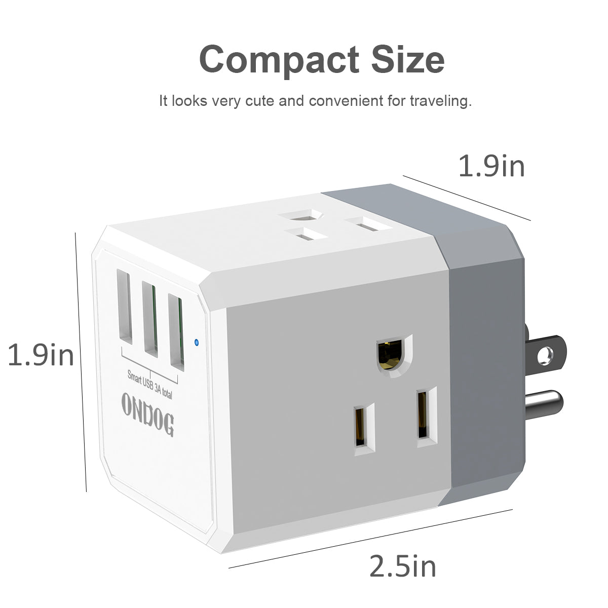 3-Outlet USB Wall Plug Adapter - 3 USB Ports, Splitter for Home, Office, and Cruise Use Essential, ETL Listed
